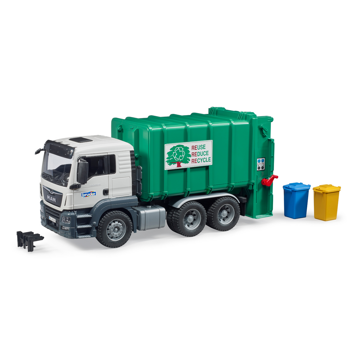 Bruder MAN TGS Rear Loading Garbage Truck Green Scooter Girl Toys