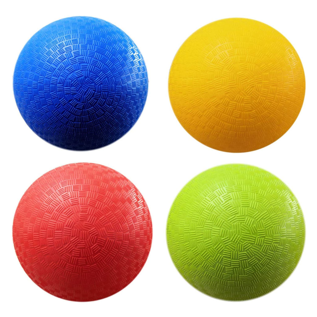 4 sport play balls in blue, yellow, red and green