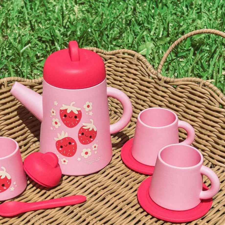 Silicone Tea Set - Strawberry Patch – Scooter Girl Toys