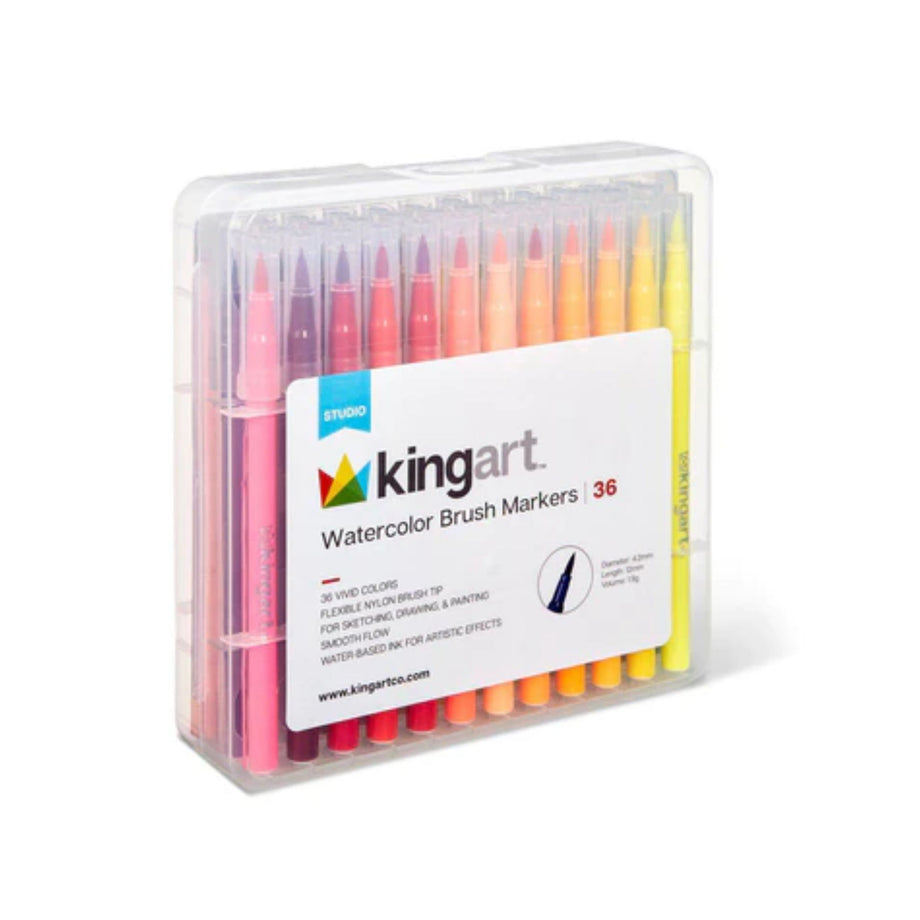 Kingart Dual Tip Brush Pens, Set of 24 Unique Colors