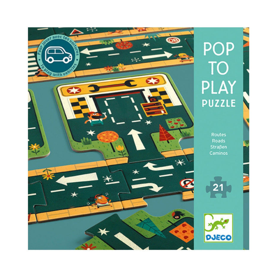 DJECO - Puzzle Pop to play - Roads - Little Zebra